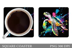 Sea Turtle Coaster Design. Turtle Coaster Sublimation Product Image 1