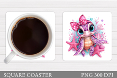 Sea Turtle Coaster Design. Turtle Coaster Sublimation Product Image 1