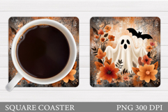 Ghost Coaster Sublimation. Halloween Coaster Design Product Image 1