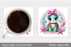 Cute Turtle Coaster Design. Cute Turtle Sublimation Product Image 1