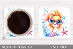 Cute Fish Coaster Design. Fish Coaster Sublimation Product Image 1