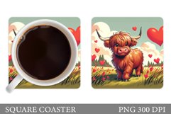 Valentines Cow Coaster Design. Valentines Square Coaster Product Image 1
