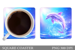 Dolphin Coaster Design. Dolphin Sublimation Product Image 1