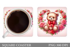 Valentines Bear Coaster Design. Valentines Square Coaster Product Image 1
