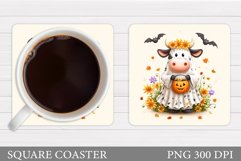 Halloween Cow Coaster Design. Halloween Coaster Sublimation Product Image 1