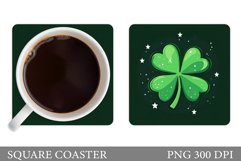St Patrick Clover Coaster. St Patrick Coaster Sublimation Product Image 1