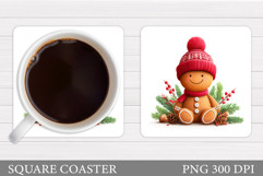 Gingerbread Coaster Design. Christmas Coaster Sublimation Product Image 1
