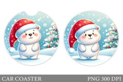 Christmas Bear Car Coaster. Christmas Car Coaster Design Product Image 1