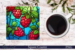 Berry Square Coaster | Raspberry Stained Glass Charm Product Image 1