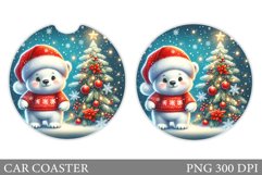Christmas Bear Car Coaster. Christmas Car Coaster Design Product Image 1