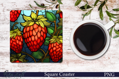 Berry Square Coaster | Vibrant berry Stained Glass Product Image 1