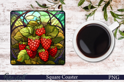 Berry Square Coaster | Vibrant raspberry Stained Glass Product Image 1