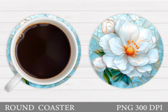 Flowers Coaster Sublimation. Floral Coaster Design Product Image 1