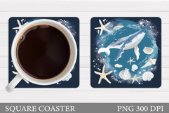Whale Coaster Design. Whale Coaster Sublimation Product Image 1