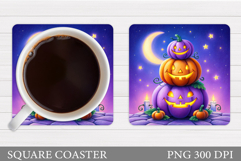 Cute Pumpkin Coaster. Cute Halloween Coaster Sublimation Product Image 1