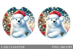 Christmas Bear Car Coaster. Christmas Car Coaster Design Product Image 1