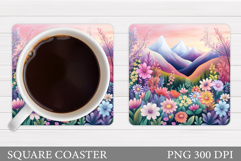 Wildflowers Coaster Design. Flowers Coaster Sublimation Product Image 1