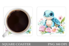 Turtle Coaster Design. Turtle Coaster Sublimation Product Image 1