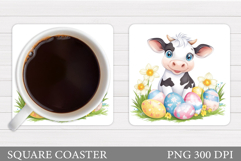 Easter Cow Coaster Design. Easter Coaster Sublimation Product Image 1