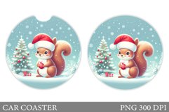 Cute Squirrel Car Coaster. Christmas Car Coaster Design Product Image 1