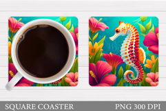 Cute Seahorse Coaster Design. Seahorse Sublimation Product Image 1