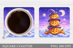 Cute Pumpkin Coaster. Cute Halloween Coaster Sublimation Product Image 1
