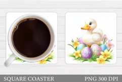 Easter Duck Coaster Sublimation. Duck Coaster Design Product Image 1