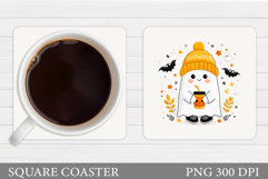 Cute Halloween Coaster Sublimation. Ghost Coaster Design Product Image 1