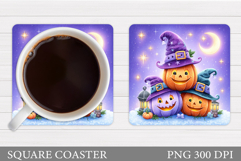 Cute Pumpkin Coaster. Cute Halloween Coaster Sublimation Product Image 1