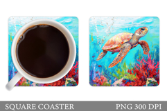 Sea Turtle Coaster Design. Turtle Coaster Sublimation Product Image 1