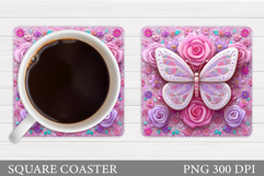 Butterflies Coaster Sublimation. Butterfly Coaster Design Product Image 1
