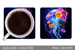 Jellyfish Car Coaster Design. Jellyfish Coaster Sublimation Product Image 1