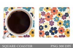Daisy Flowers Coaster Design. Flowers Sublimation Product Image 1