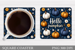 Pumpkin Coaster Design. Flowers Coaster Sublimation Product Image 1