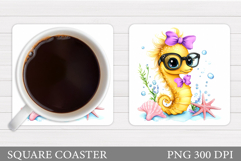 Cute Seahorse Coaster Design. Seahorse Sublimation Product Image 1