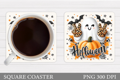 Cute Ghost Coaster Design. Halloween Sublimation Product Image 1