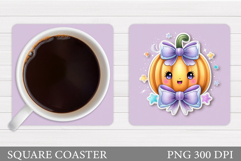 Cute Pumpkin Coaster. Cute Halloween Coaster Sublimation Product Image 1