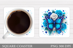 Butterfly Coaster Sublimation. Butterfly Flowers Coaster Product Image 1