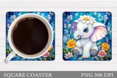 Cute Elephant Coaster. Elephant Flowers Coaster Sublimation Product Image 1