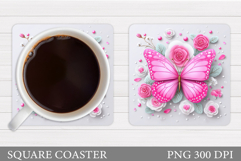 Butterfly Coaster Sublimation. Butterfly Coaster Design Product Image 1