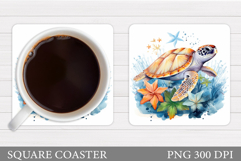 Sea Turtle Coaster Design. Turtle Coaster Sublimation Product Image 1