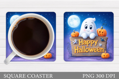 Ghost Coaster Sublimation. Halloween Coaster Design Product Image 1