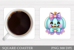 Cute Pumpkin Coaster. Cute Halloween Coaster Sublimation Product Image 1