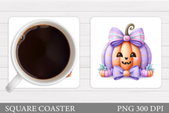 Cute Pumpkin Coaster. Cute Halloween Coaster Sublimation Product Image 1