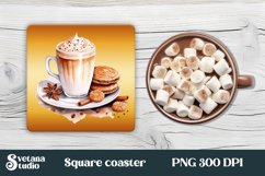 Hot coffee square coaster PNG | Christmas coaster PNG design