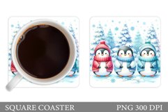 Christmas Penguin Coaster. Christmas Coaster Sublimation Product Image 1
