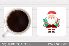 Cute Santa Coaster Sublimation. Santa Claus Coaster Design Product Image 1