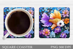 Cute Fish Coaster Design. Fish Coaster Sublimation Product Image 1
