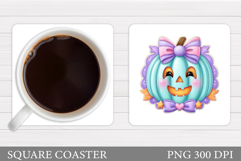 Cute Pumpkin Coaster. Cute Halloween Coaster Sublimation Product Image 1