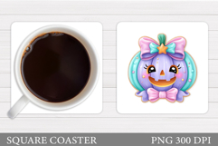 Cute Pumpkin Coaster. Cute Halloween Coaster Sublimation Product Image 1